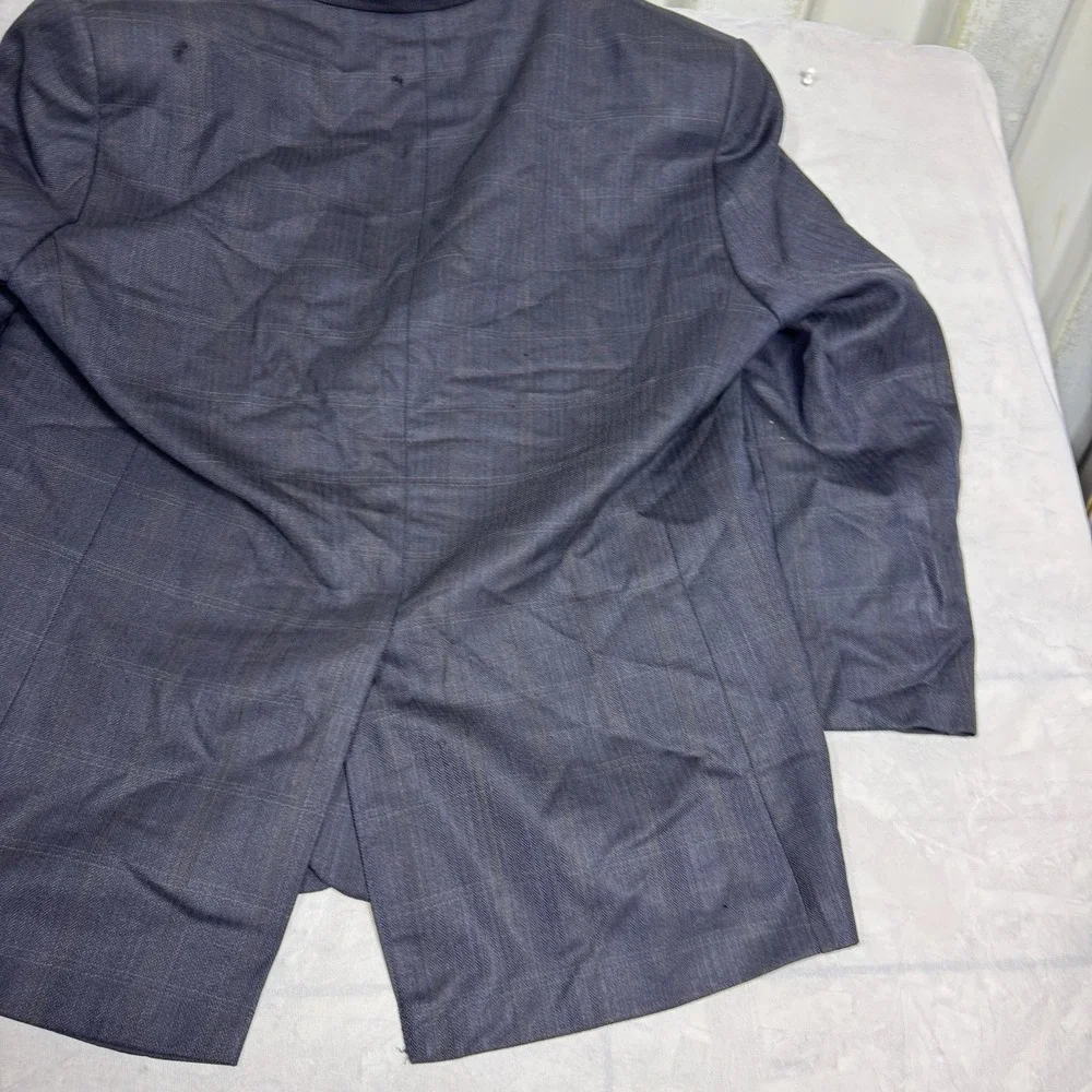 Lauren Ralph Lauren Mens Sport Coat Blazer Blue Plaid Wool Lined‎ Two Button 44R